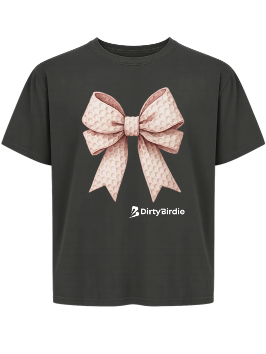 Comfort Colors golf ball print pink bow graphic tshirt - Dirty Birdie