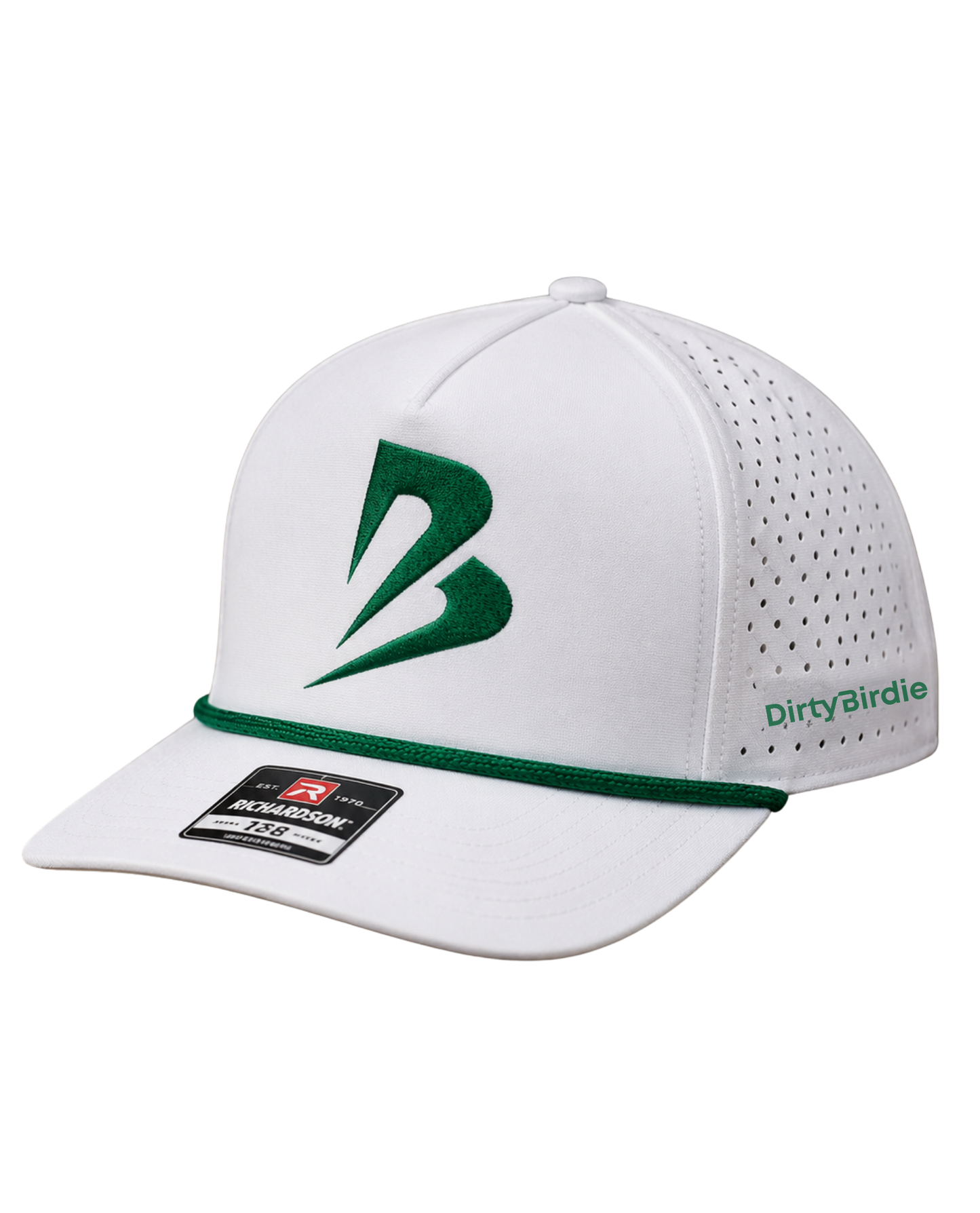 Richardson 5-panel white kelly green rope